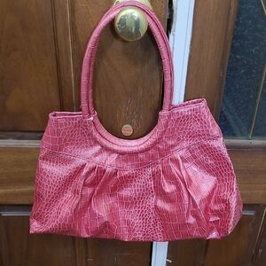 Pink Croc-Embossed Women's Bag